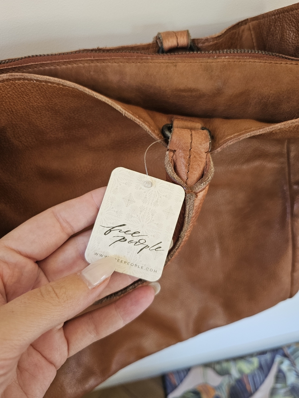 Free People Leslie Leather Tote In Cognac - Picture 8 of 11